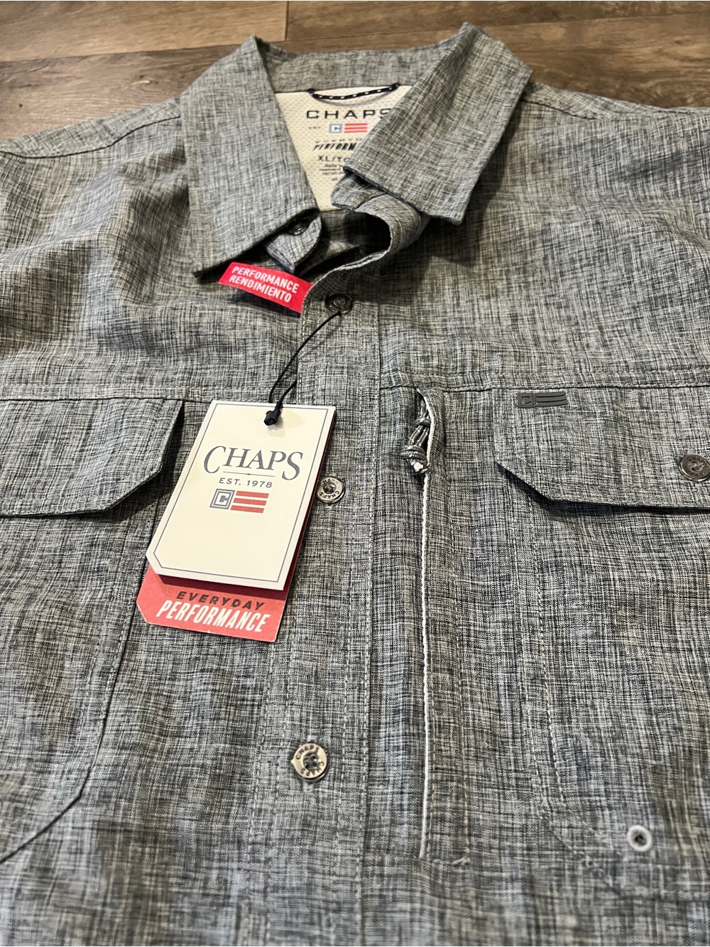 Chaps Dri-Wear Performance Woven Button Shirt Size XL New - Picture 3 of 4